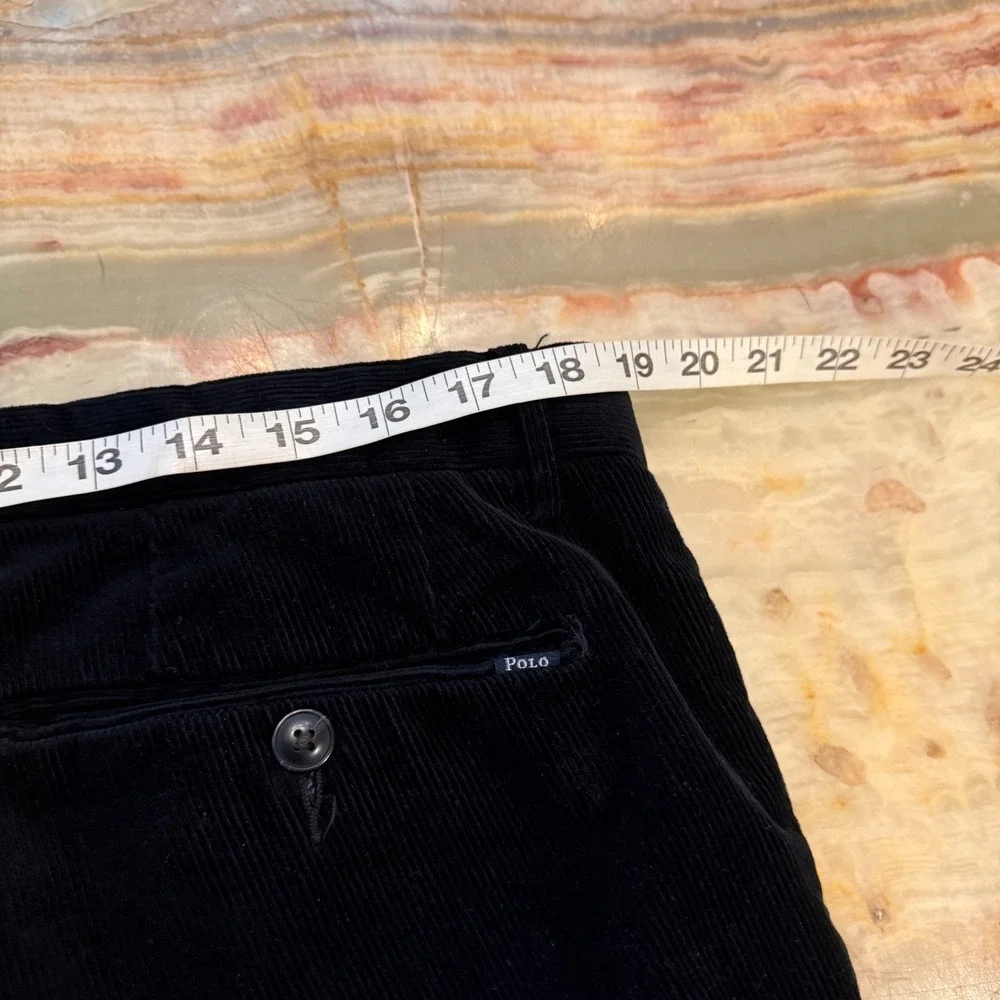 Polo Ralph Lauren Mens Corduroy‎ Trouser Pants Black Slim Fit Comfort 36x30